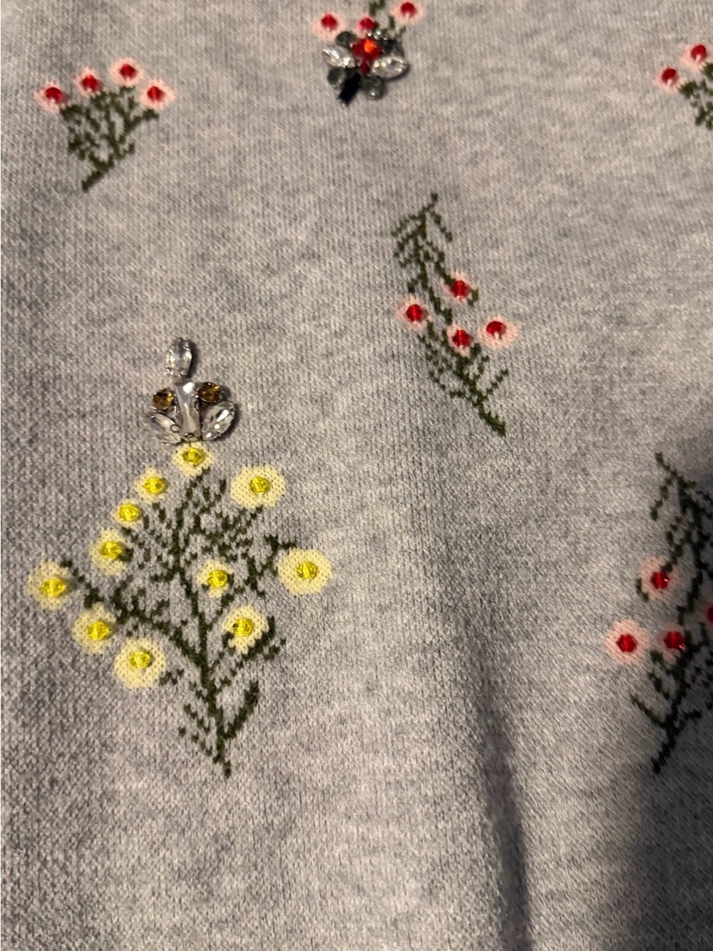 Nanette Lepore Grey  jeweled sweater preppy coquette cottagecore tweed S - Picture 3 of 7